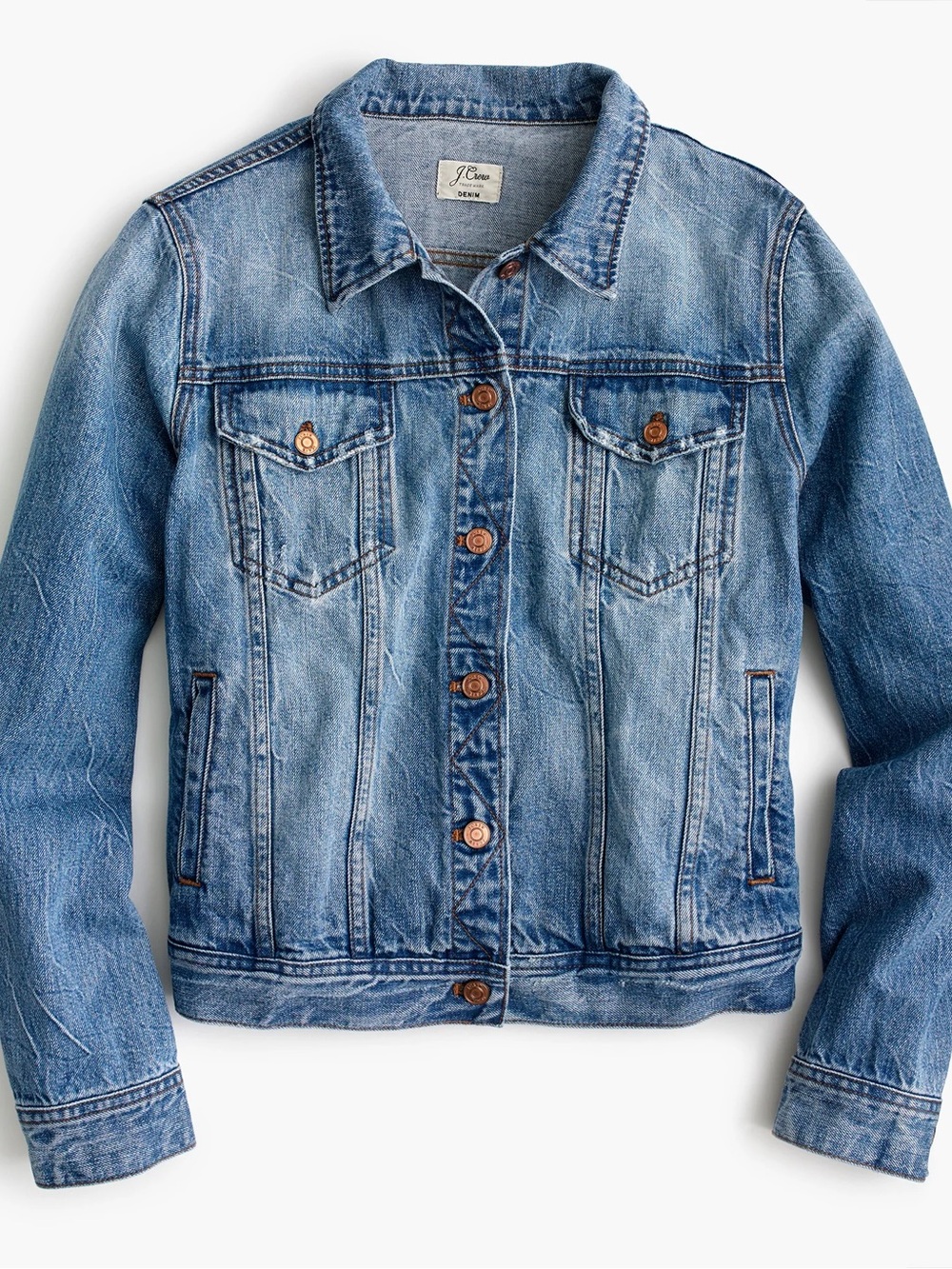 J.Crew Classic Denim Jean Jacket XXS Medium Wash Button Front